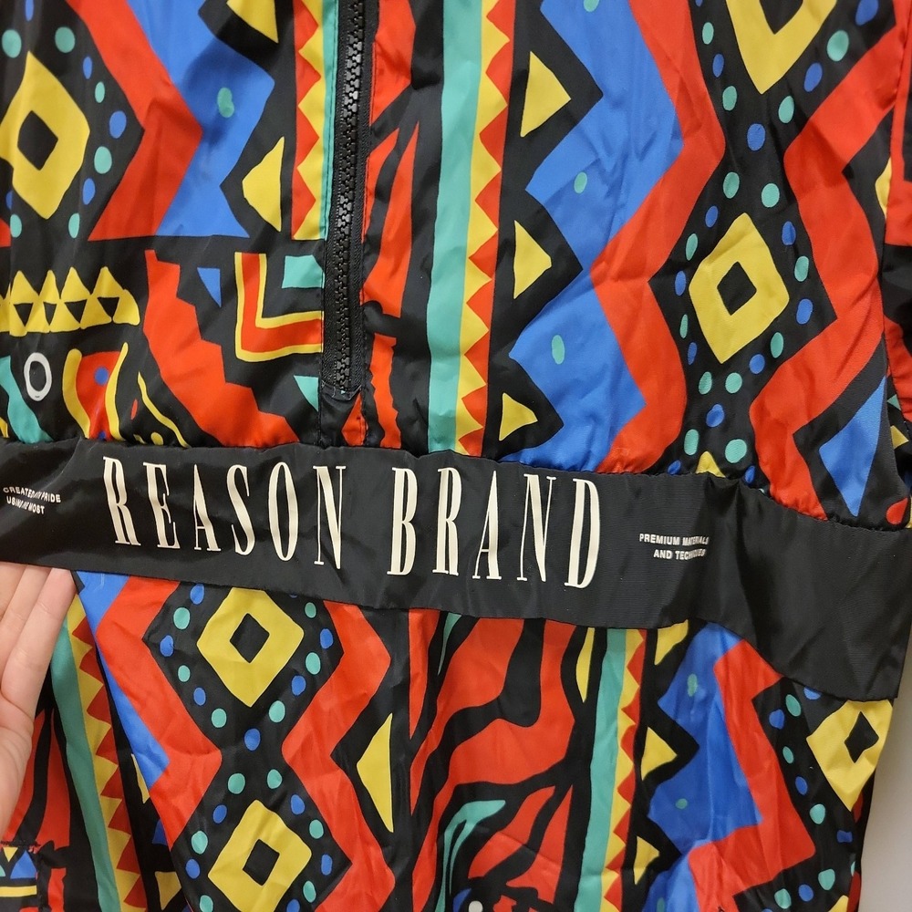 REASON Brand Pullover Jacket Mens Size L Multi Color‎ Geometric Design - Picture 5 of 11